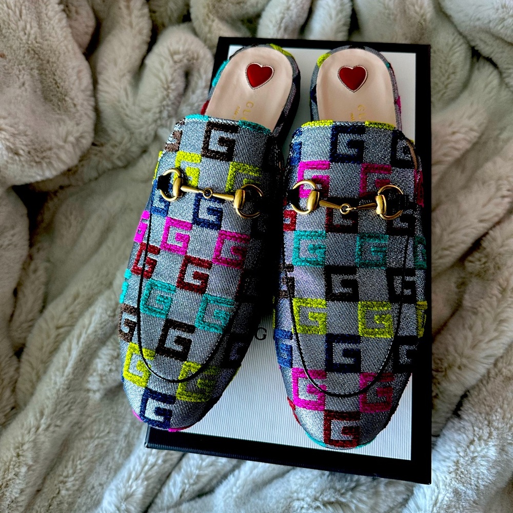 GUCCI Lurex Princetown Mules